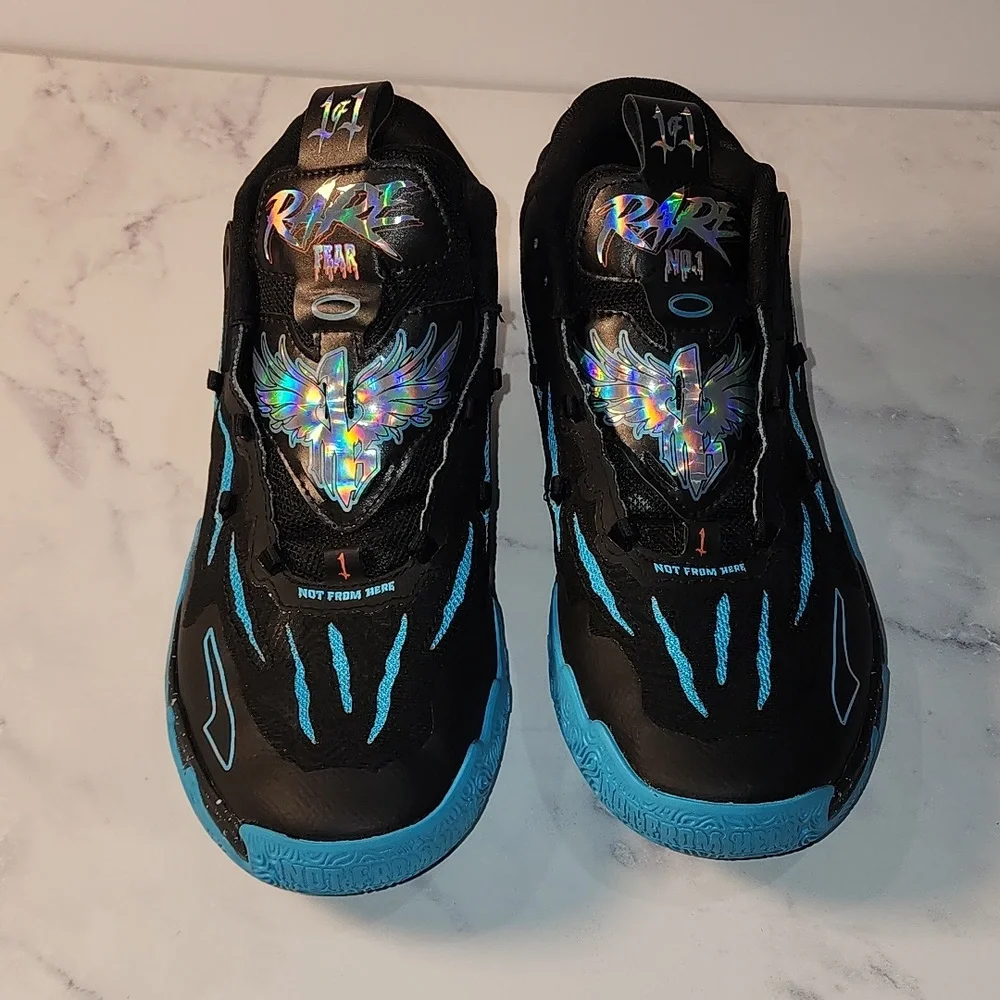 PUMA Rare Fear   Blue Hive Basketball Black Sneakers Athletic Shoes Unixes